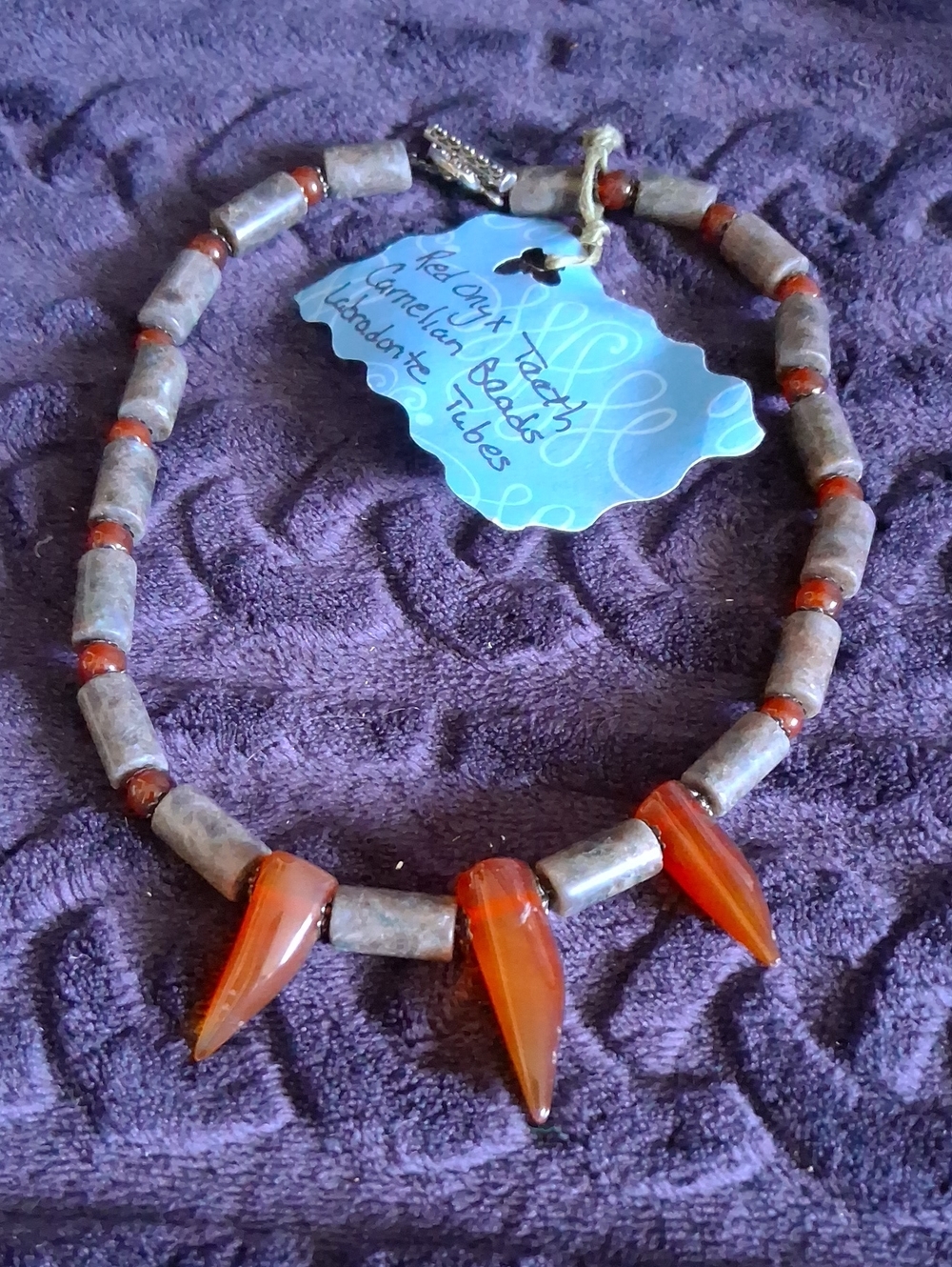 Handmade Carnelian and Agate Beaded Necklace in Orange